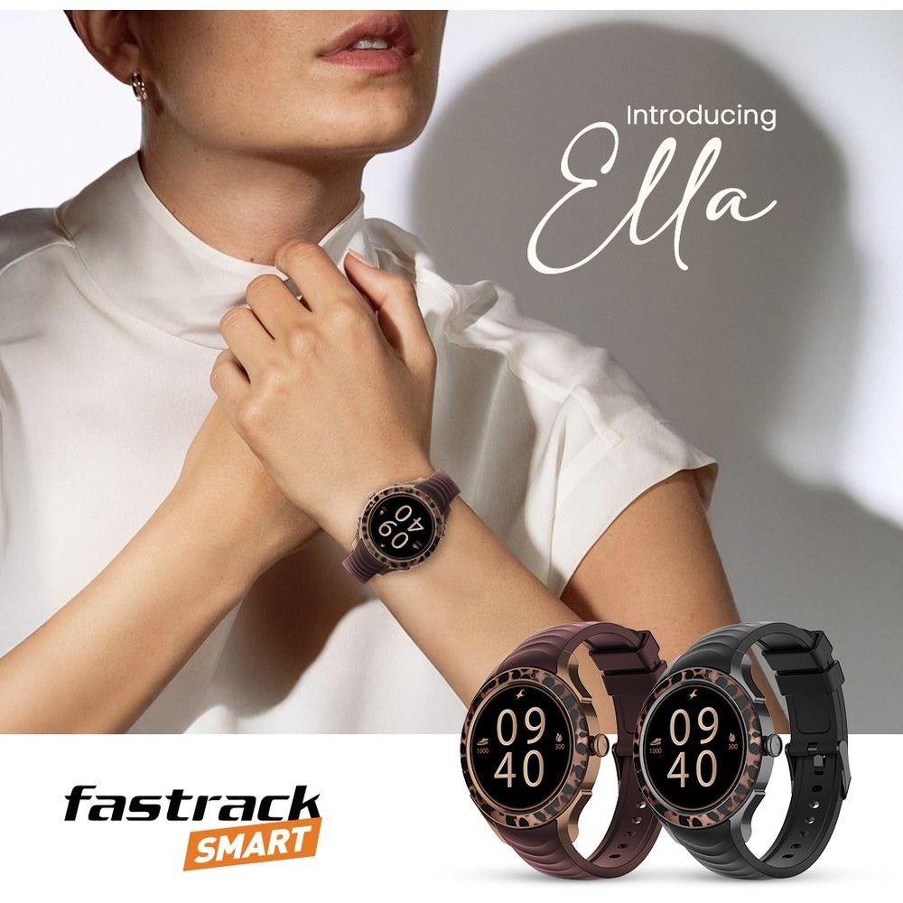 Fastrack Ella Women Smartwatch with 1.2" inch AMOLED Display, Patterned Bezel , AI Watchface & AI Chat, Functional Crown