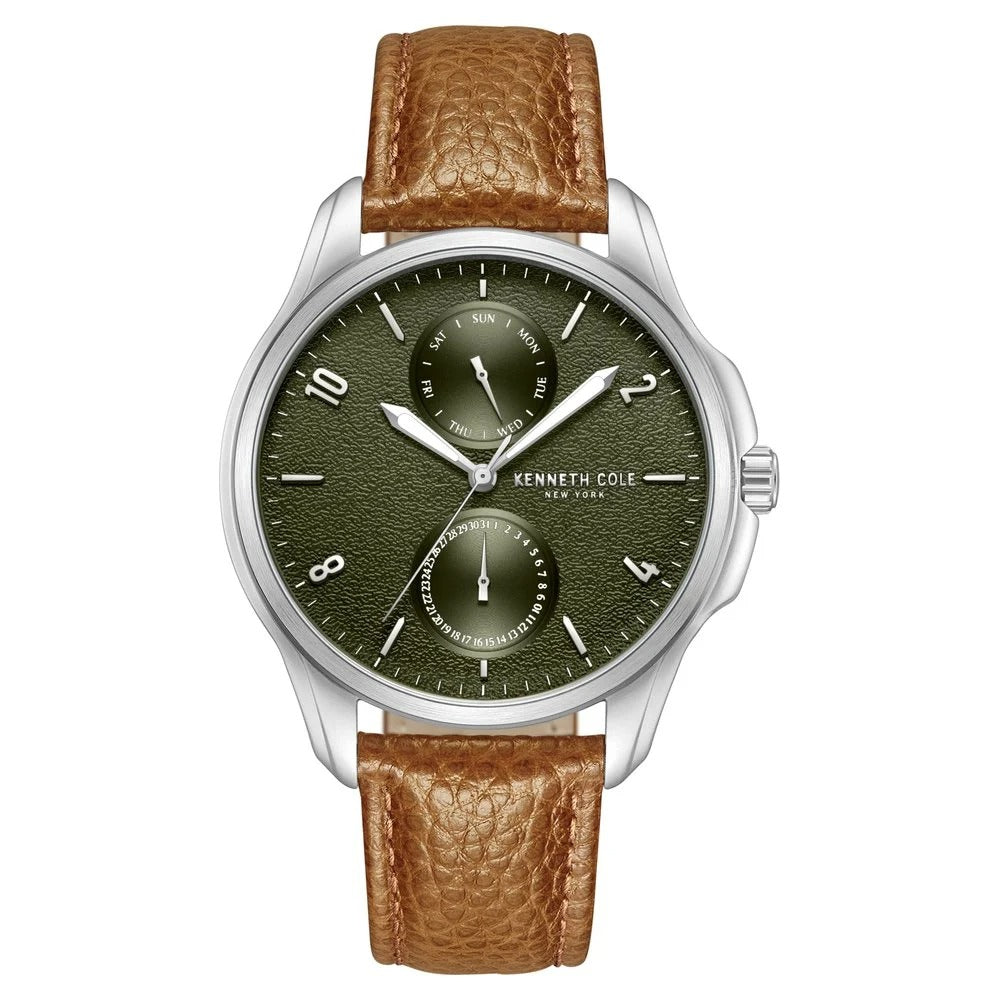 Kenneth Cole Quartz Multifunction Green dial Leather Strap Watch for Men
