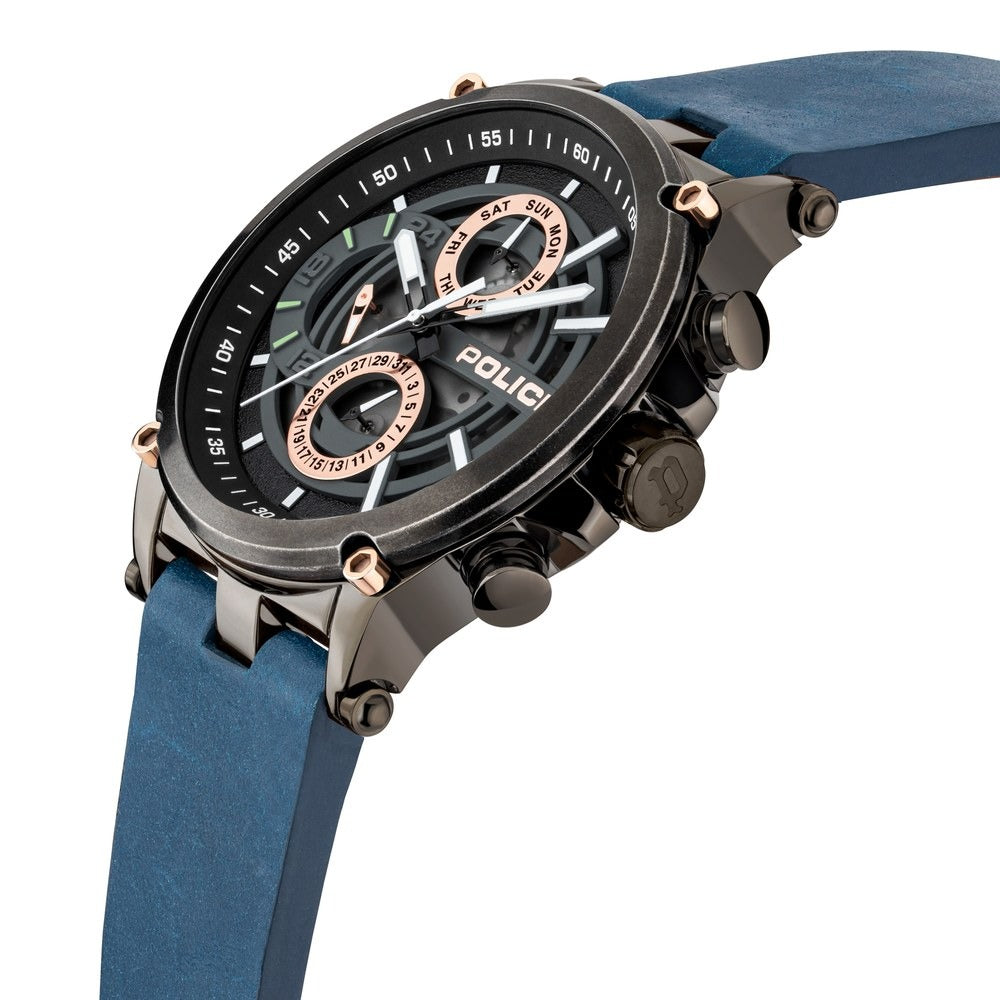 Police Quartz Multifunction Grey Dial Leather Strap Watch for Men