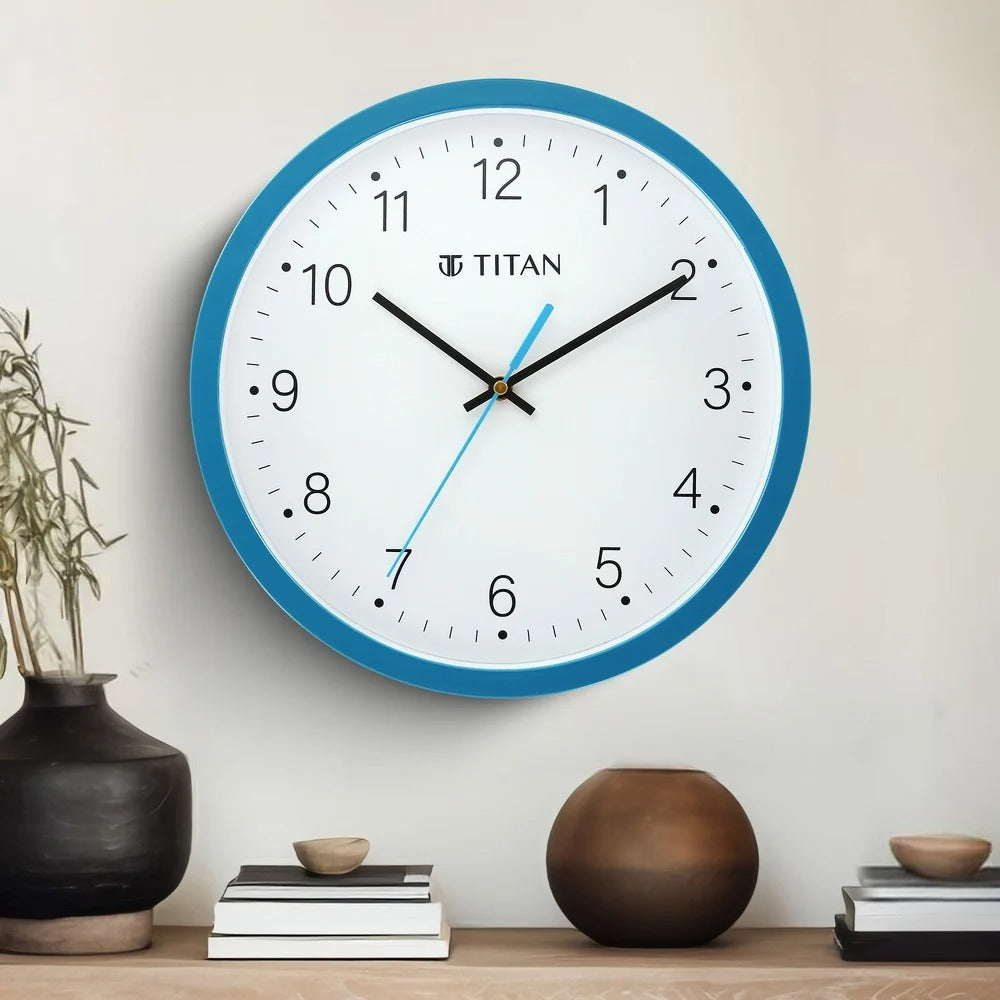 Titan Classic Quartz Analog Blue Dial Wall Clock With Silent Sweep Technology