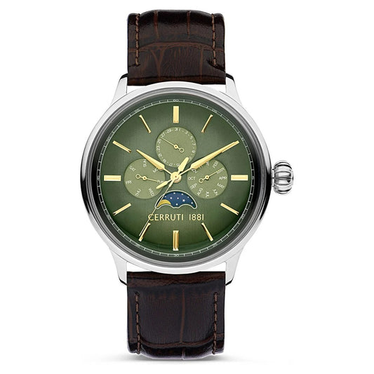 Cerruti 1881 Green Dial Leather Strap Watch for Men