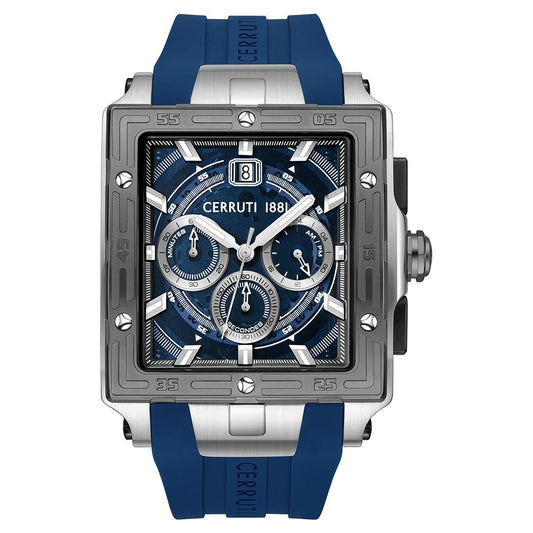 Cerruti 1881 Quartz Chronograph Blue Dial Blue Silicone Strap Watch For Men