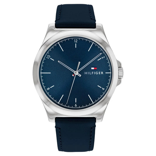 Tommy Hilfiger Analog Blue Dial Blue Color Leather Strap Watch For Men