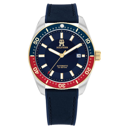 Tommy Hilfiger Automatic Blue Dial Blue Color Silicone Strap Watch For Men