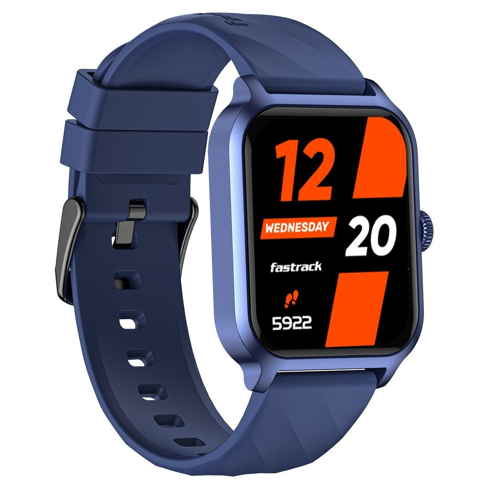 Fastrack Rave FX2 with 4.64 cm UltraVU HD Display, SingleSync BT Calling, Functional Crown with Blue Strap