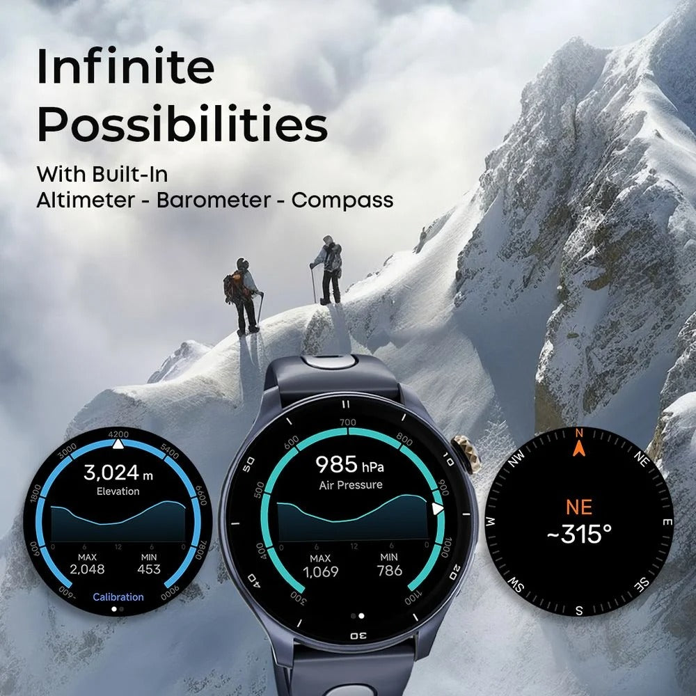 Titan Celestor Advanced GPS & Barometer 3.6 CM AMOLED Display with AOD, Piezoelectric Functional Crown Black Eclipse.
