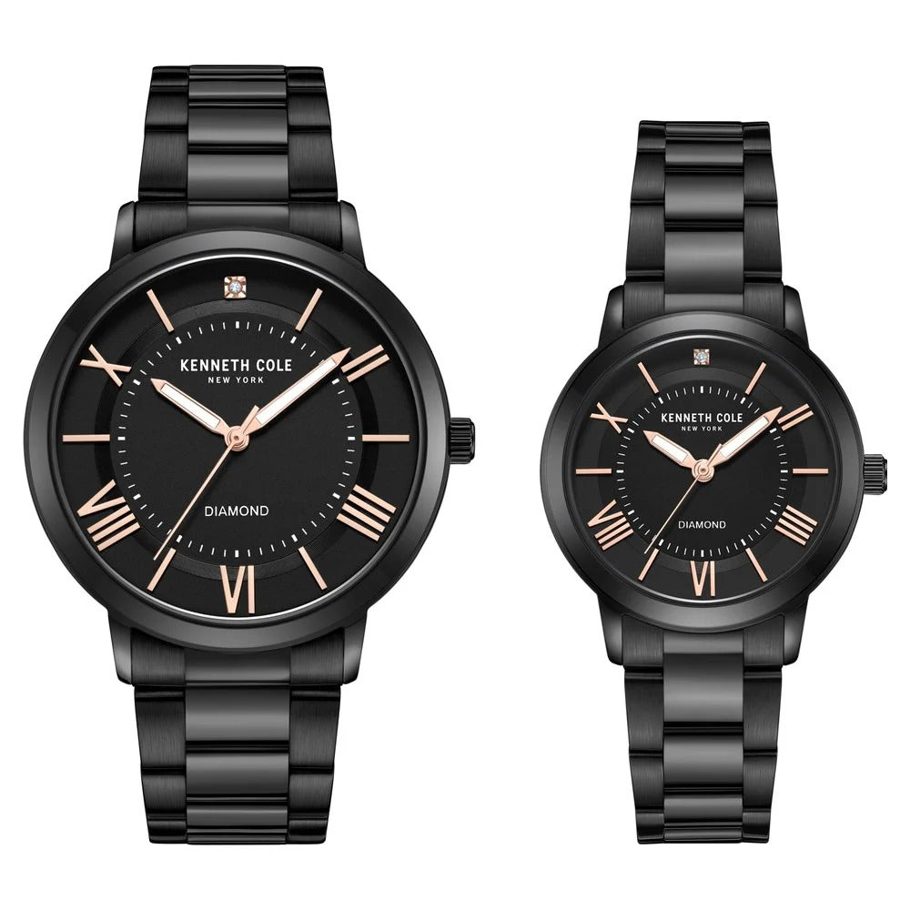 Kenneth Cole Quartz Analog Black Dial Stainless Steel Strap Watch for Couple