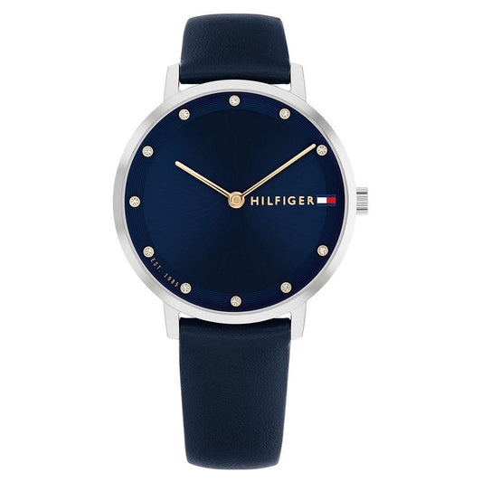 Tommy Hilfiger Quartz Analog Blue Dial Blue Leather Strap Watch For Women