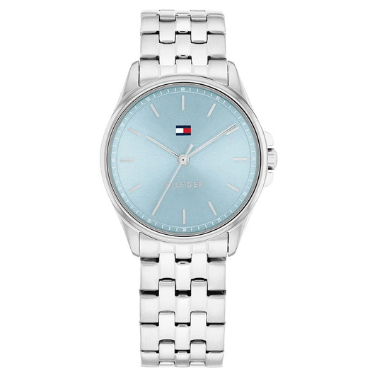 Tommy Hilfiger Quartz Analog Blue Dial Silver Stainless Steel Strap Watch For Women