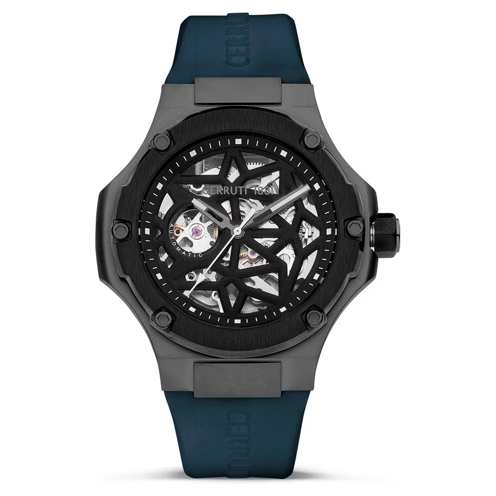 Cerruti 1881 Black Dial Silicone Strap Watch for Men