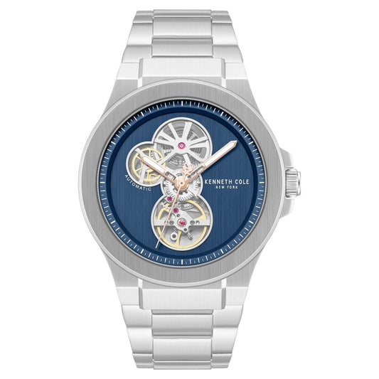 Kenneth Cole Automatic Blue Dial Silver Colour Stainless Steel Strap Watch For Men