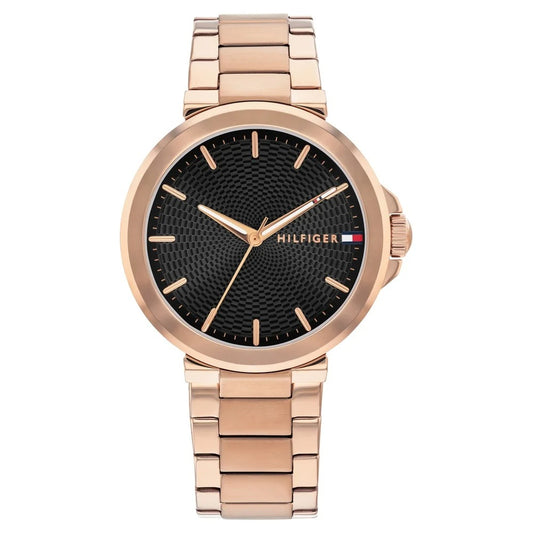 Tommy Hilfiger Quartz Analog Black Dial Golden Stainless Steel Strap Watch For Women