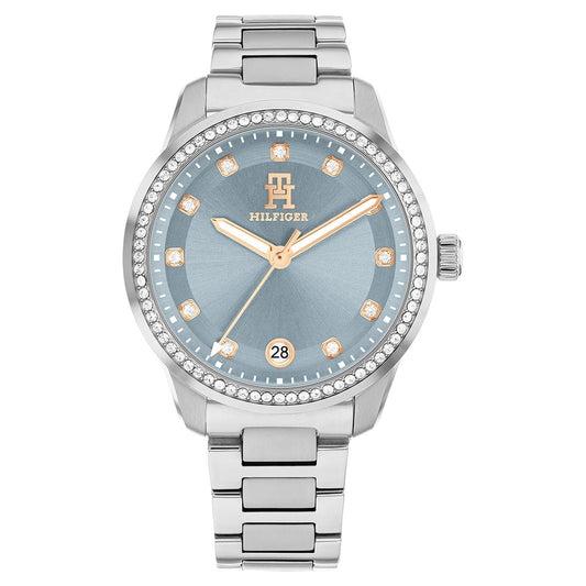 Tommy Hilfiger Quartz Analog Blue Dial Silver Stainless Steel Strap Watch For Women