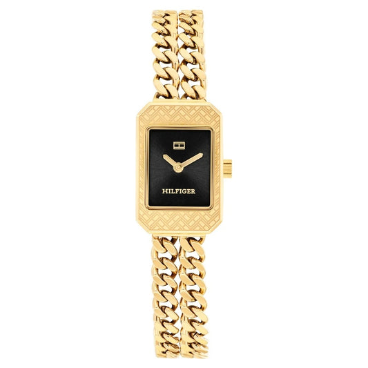 Tommy Hilfiger Quartz Analog Black Dial Golden Stainless Steel Strap Watch For Women