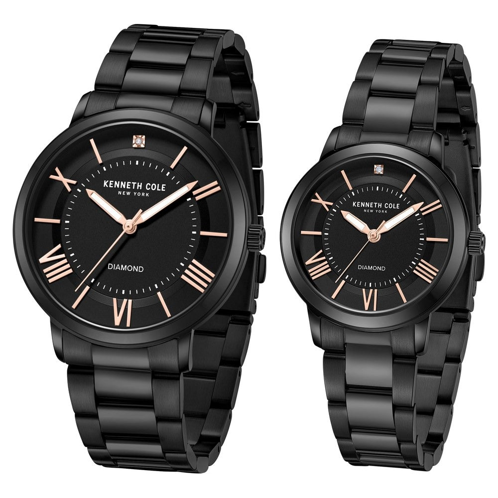 Kenneth Cole Quartz Analog Black Dial Stainless Steel Strap Watch for Couple