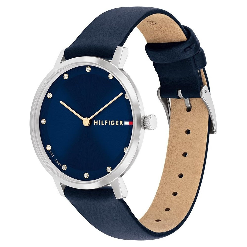 Tommy Hilfiger Quartz Analog Blue Dial Blue Leather Strap Watch For Women
