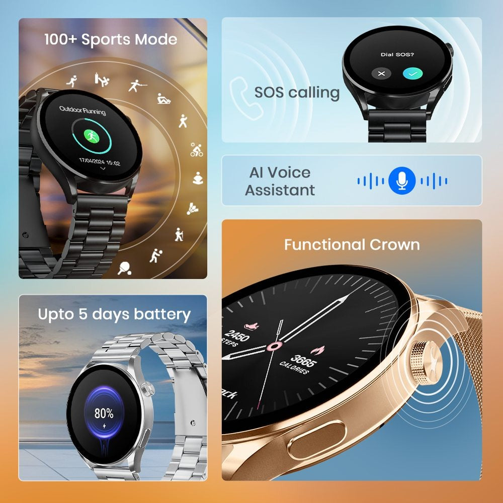 Fastrack Dezire FX1 with 3.5 CM UltraVU Display with Functional Crown,SingleSync BT Calling