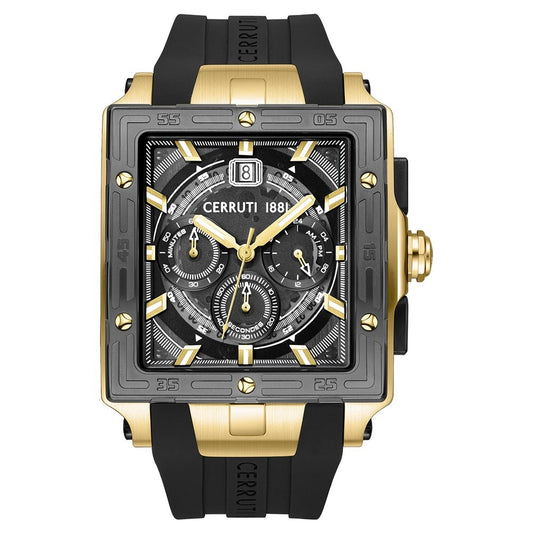 Cerruti 1881 Quartz Chronograph Black Dial Black Silicone Strap Watch For Men