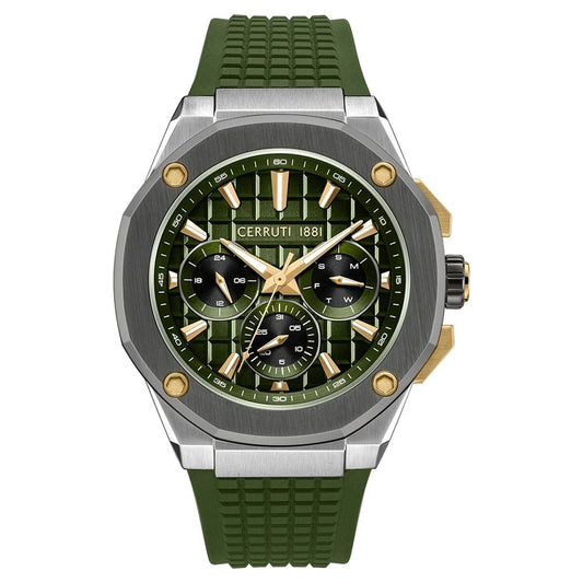 Cerruti 1881 Quartz Multifunction Green Dial Green Silicone Strap Watch For Men