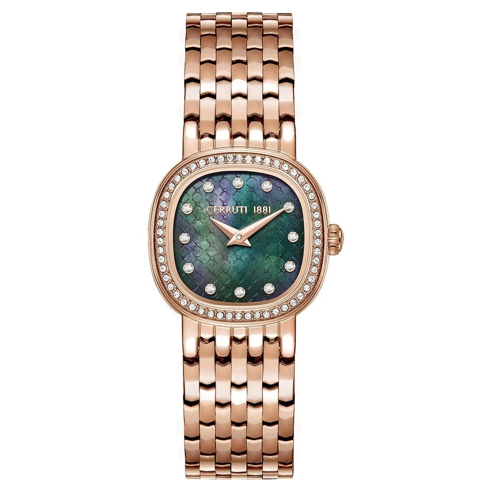 Cerruti 1881 Quartz Analog Black Dial Rose Gold Stainless Steel Strap Watch For Women