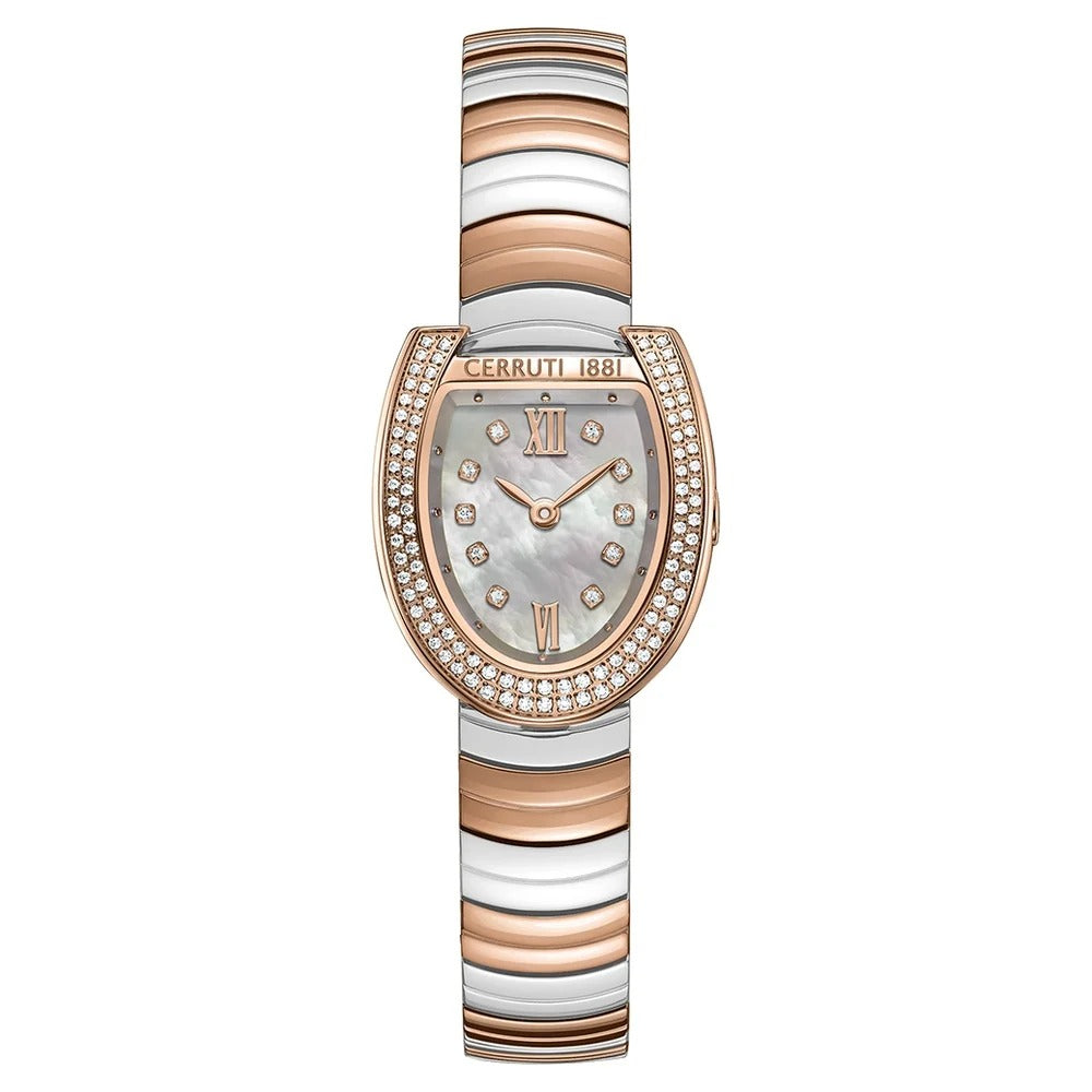 Cerruti 1881 Quartz Analog Mother of Pearl Dial Golden Stainless Steel Strap Watch For Women