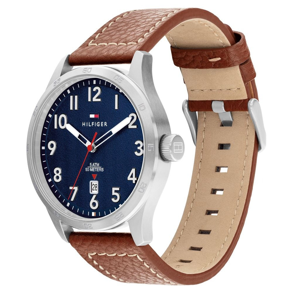 Tommy Hilfiger Quartz Analog with Date Blue dial Leather Strap Watch for Men