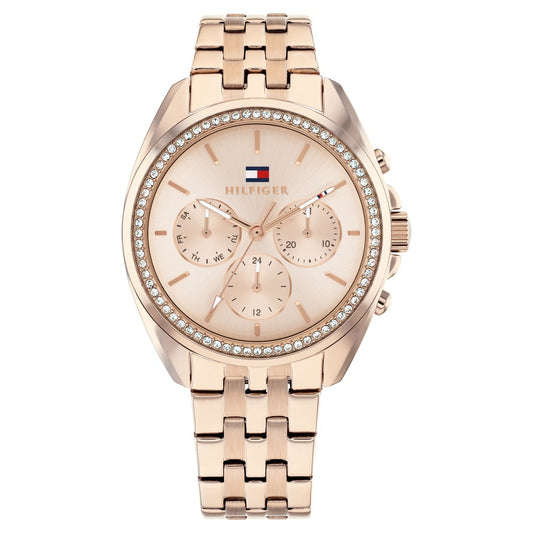 Tommy Hilfiger Quartz Multifunction Golden Dial Golden Stainless Steel Strap Watch For Men