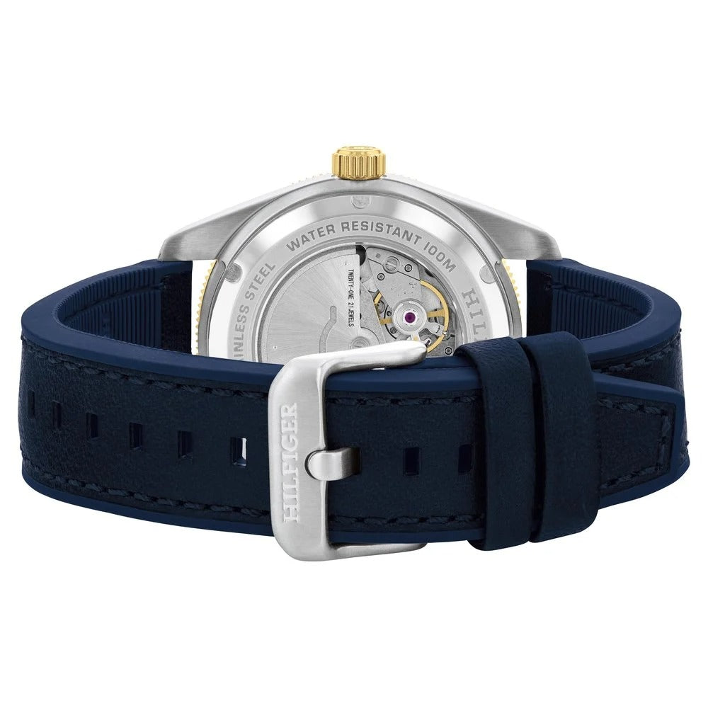 Tommy Hilfiger Automatic Blue Dial Blue Color Silicone Strap Watch For Men