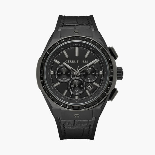 Cerruti 1881 Quartz Chronograph Black Dial Black Silicone Strap Watch For Men