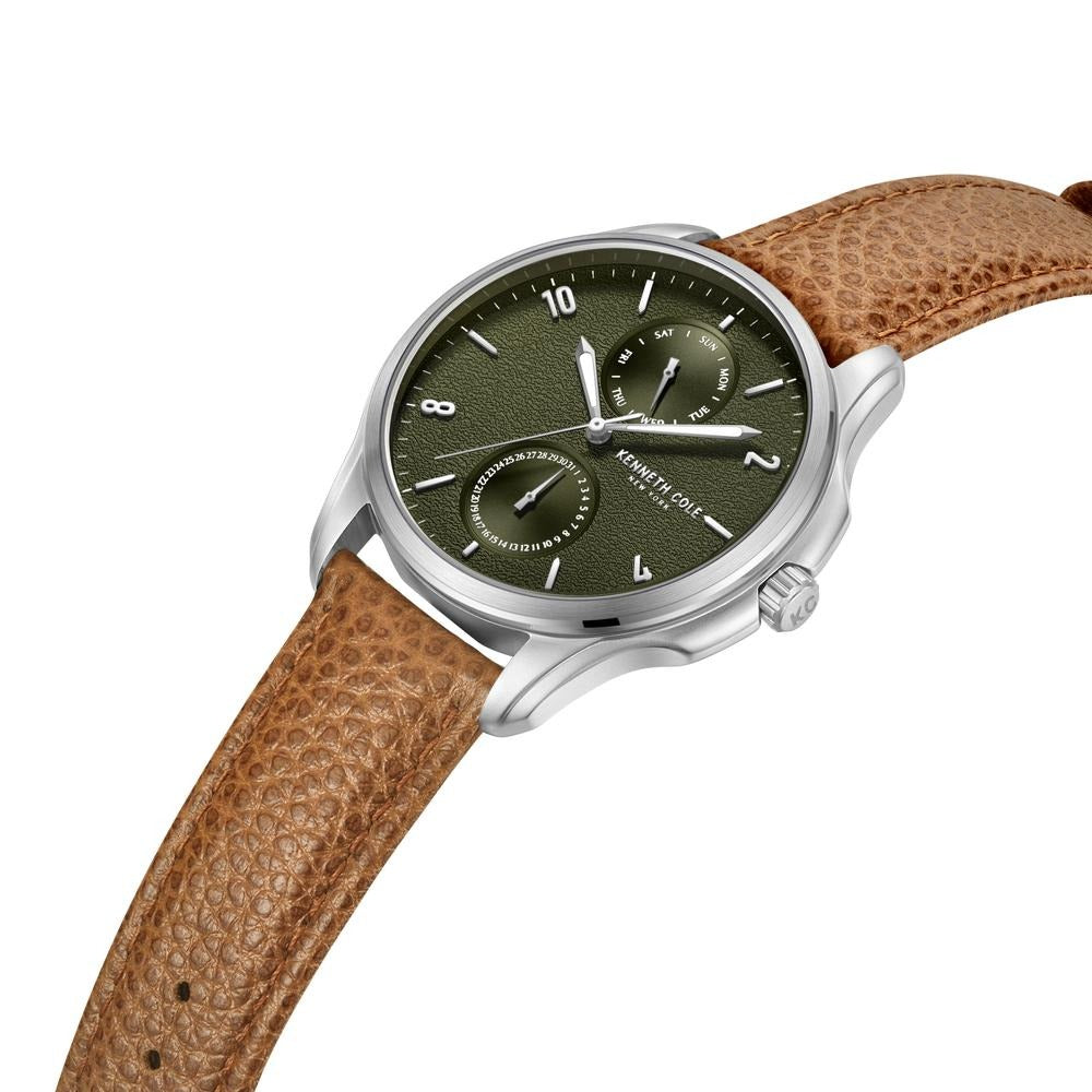 Kenneth Cole Quartz Multifunction Green dial Leather Strap Watch for Men