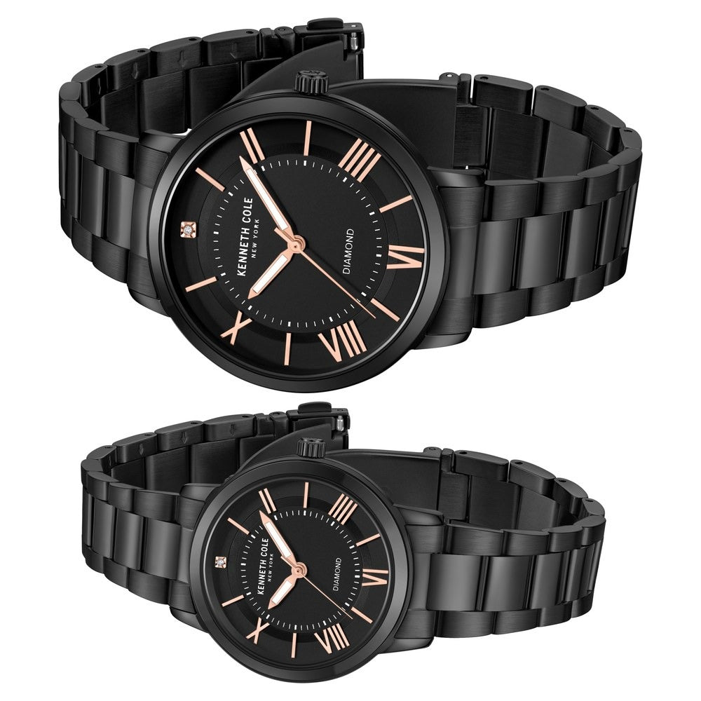 Kenneth Cole Quartz Analog Black Dial Stainless Steel Strap Watch for Couple