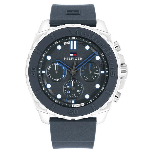 Tommy Hilfiger Quartz Multifunction Blue Dial Blue Silicone Strap Watch For Men