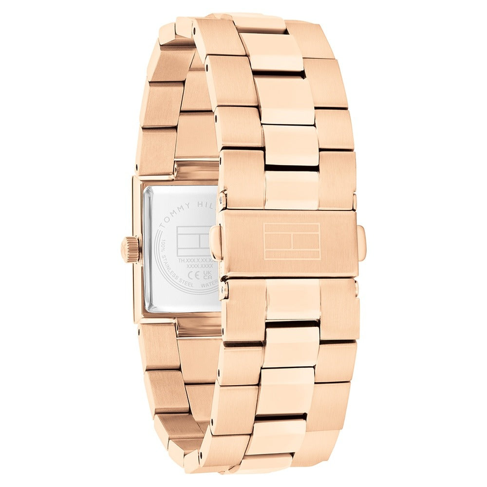 Tommy Hilfiger Quartz Analog Purple Dial Rose Gold Stainless Steel Strap Watch For Women