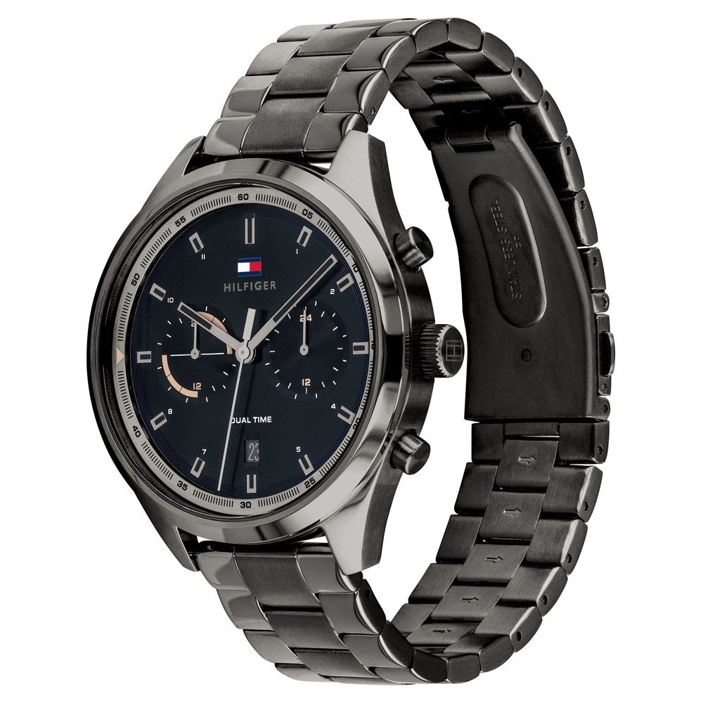 Tommy Hilfiger Quartz Multifunction Black Dial Stainless Steel Strap Watch for Men