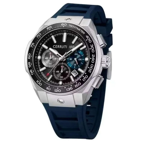 Cerruti FW24 with Chronograph Black Dial Blue Silicon Strap Watch for Men
