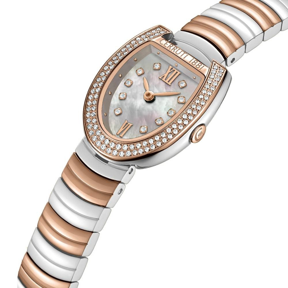 Cerruti 1881 Quartz Analog Mother of Pearl Dial Golden Stainless Steel Strap Watch For Women