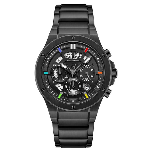 Kenneth Cole Quartz Chronograph Black Dial Black Stainless Steel Strap Watch For Men