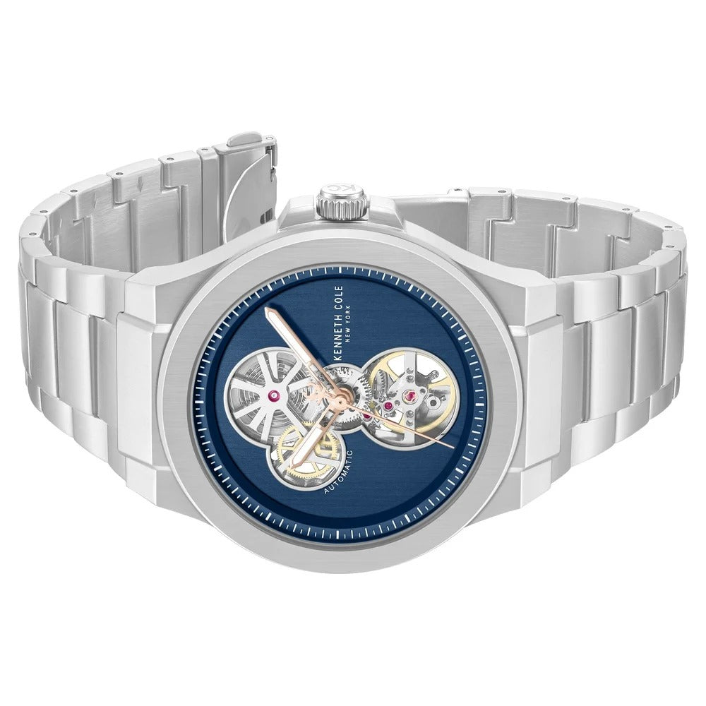 Kenneth Cole Automatic Blue Dial Silver Colour Stainless Steel Strap Watch For Men