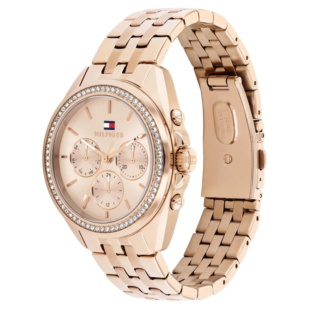 Tommy Hilfiger Quartz Multifunction Golden Dial Golden Stainless Steel Strap Watch For Men