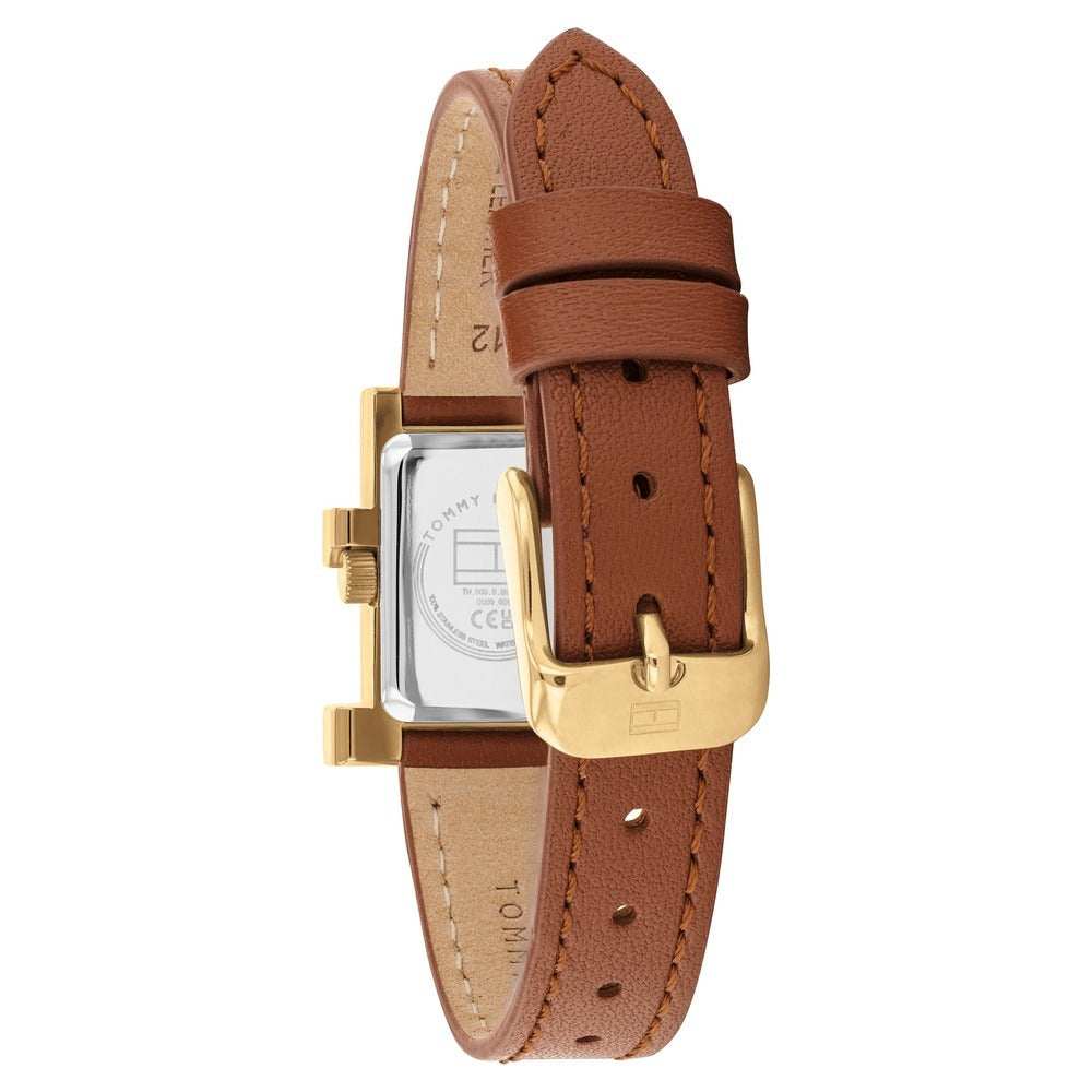 Tommy Hilfiger Quartz Analog Silver Dial Brown Leather Strap Watch For Women