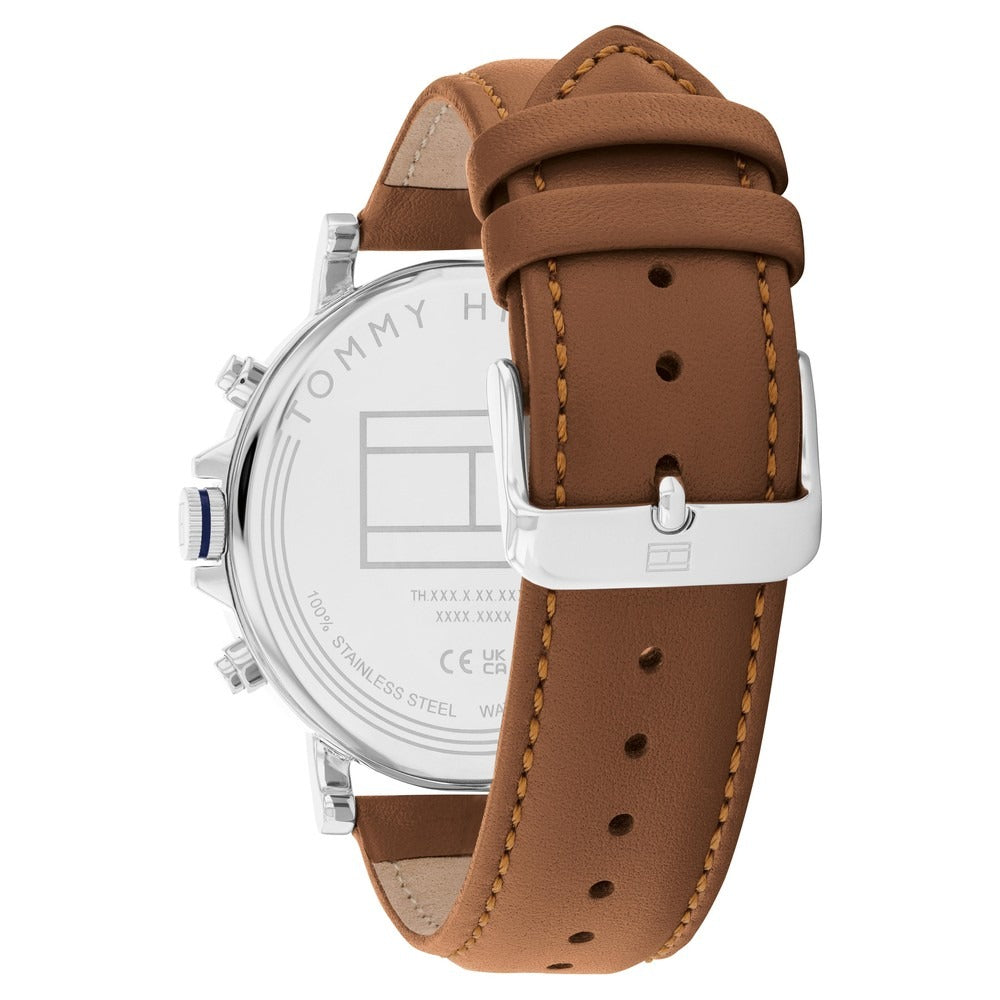 Tommy Hilfiger Quartz Multifunction Yellow Dial Brown Leather Strap Watch for Men