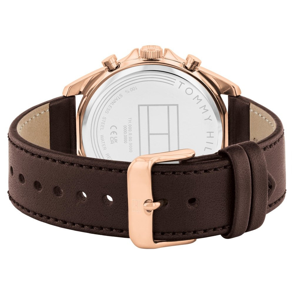 Tommy Hilfiger Multifunction Blue Dial Leather Strap Watch For Men