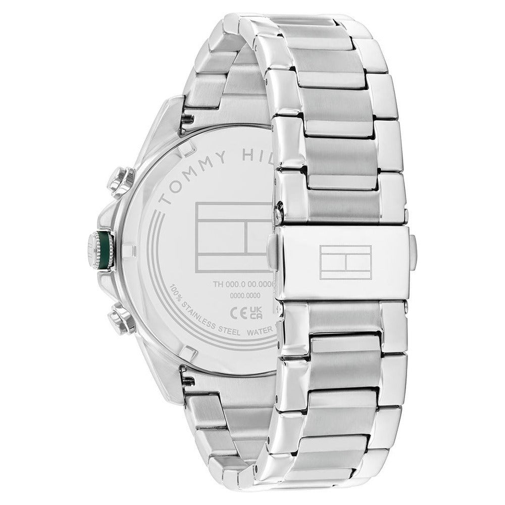 Tommy Hilfiger Quartz Multifunction Green Dial Silver Stainless Steel Strap Watch For Men