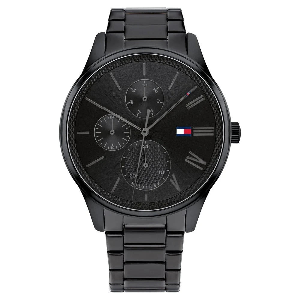 Tommy Hilfiger Multifunction Black Dial Stainless Steel Strap Watch For Men