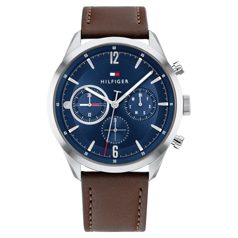 Tommy Hilfiger Blue Dial Leather Strap Watch for Men