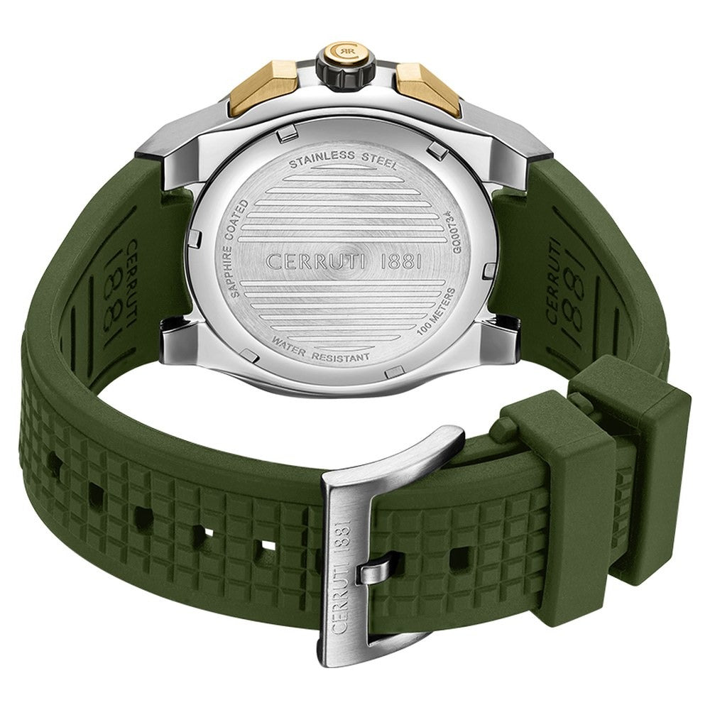 Cerruti 1881 Quartz Multifunction Green Dial Green Silicone Strap Watch For Men