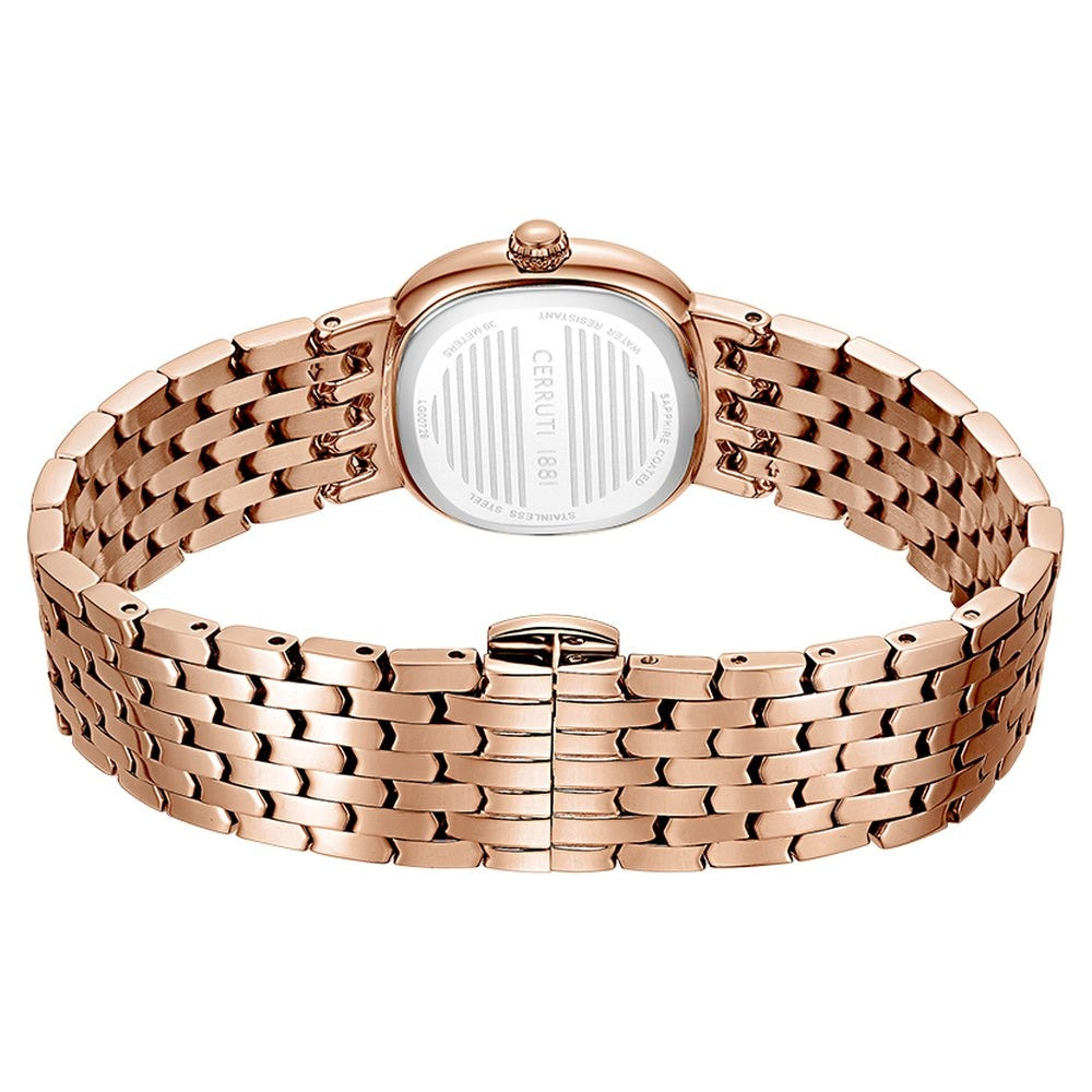 Cerruti 1881 Quartz Analog Black Dial Rose Gold Stainless Steel Strap Watch For Women