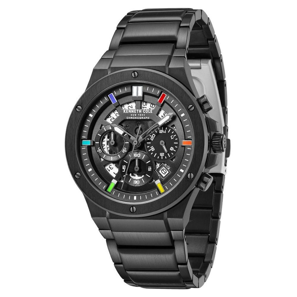 Kenneth Cole Quartz Chronograph Black Dial Black Stainless Steel Strap Watch For Men