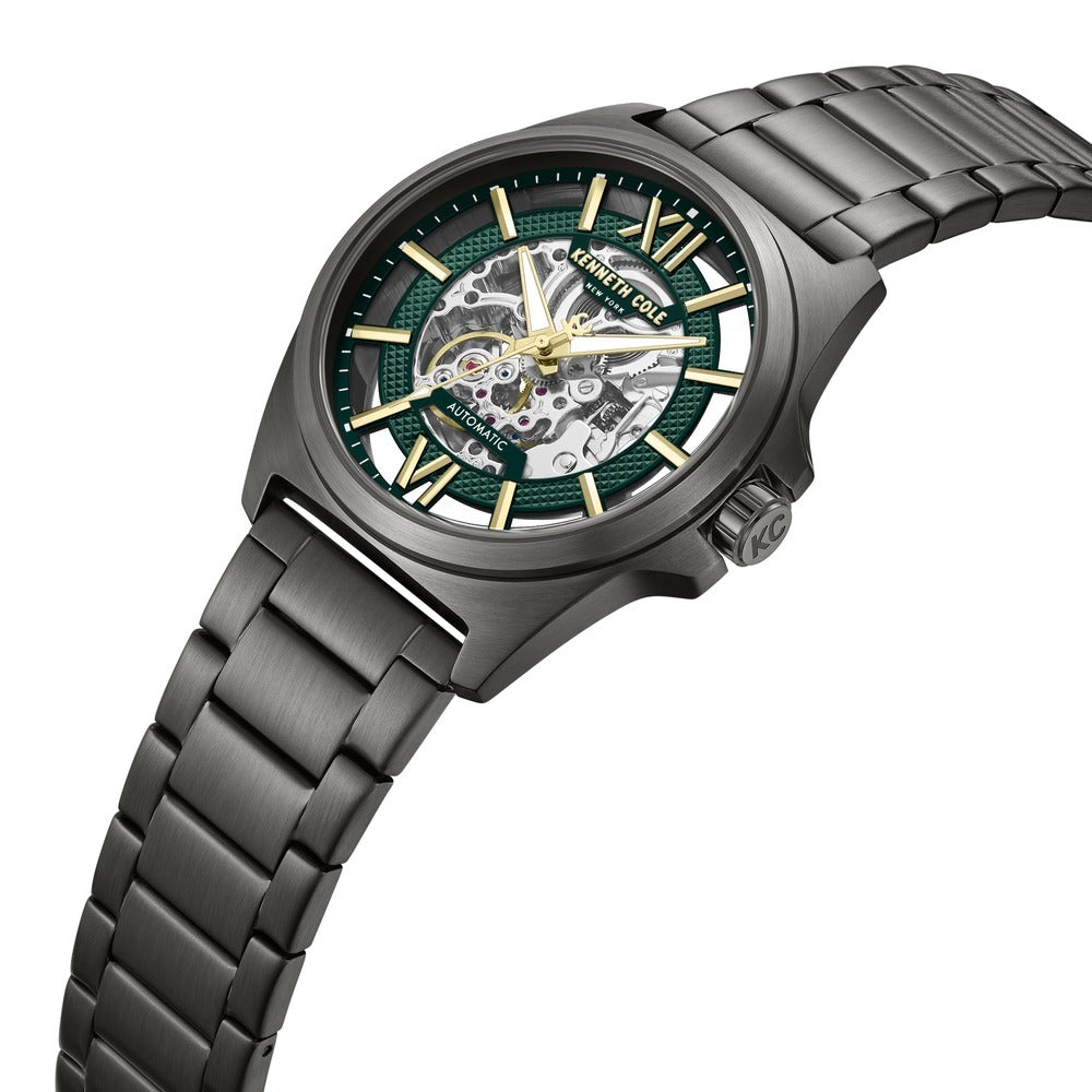 Kenneth Cole Automatic With Self Winding Automatic With Self Winding Green Dial Stainless Steel Strap Watch For Men