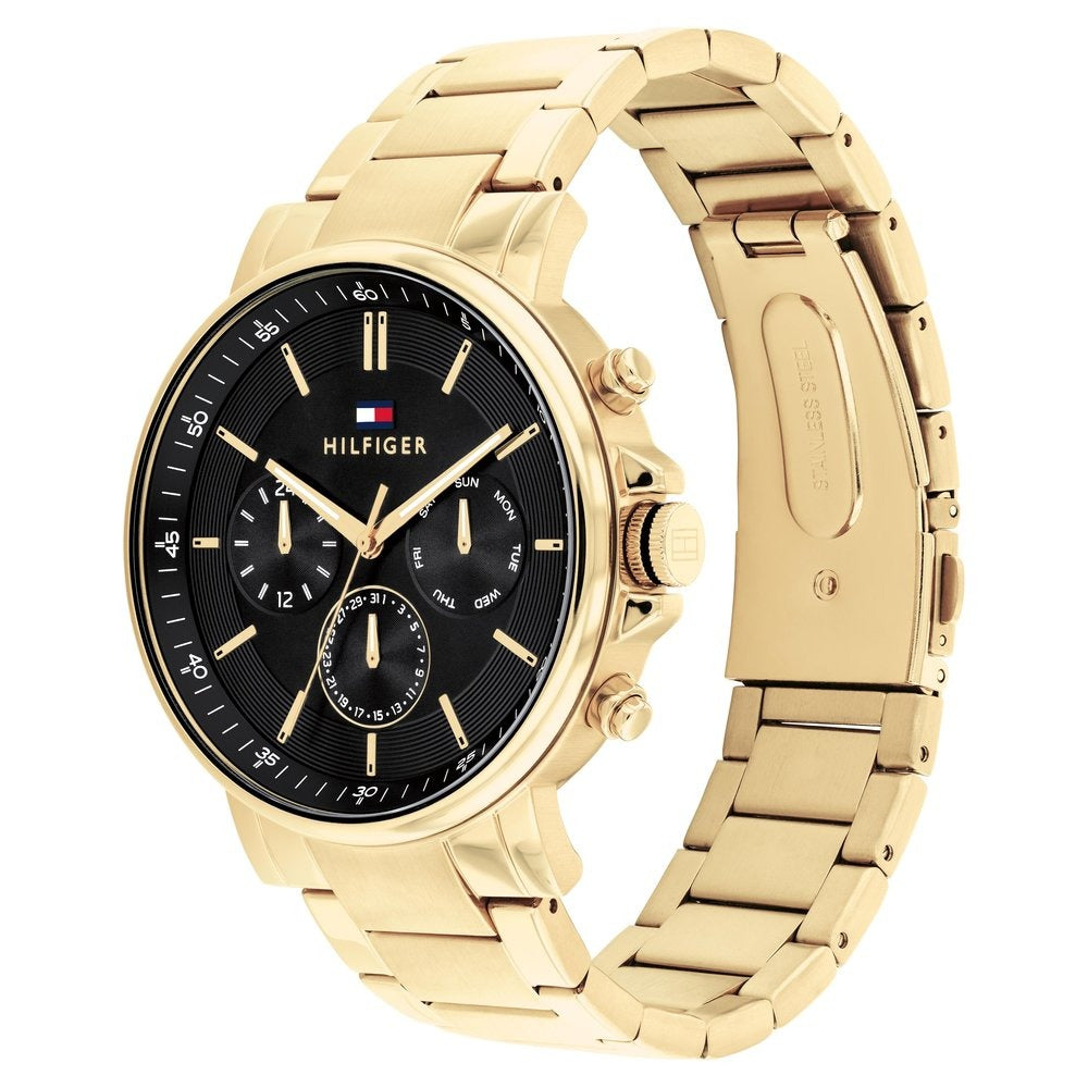 Tommy Hilfiger Multifunction Black Stainless Steel Strap for Men
